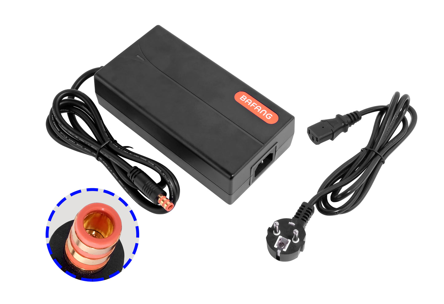 Original 49.2V/2A Bafang charger suitable for Bafang e-bike battery, with orange Bafang barrel connector - PowerSmart