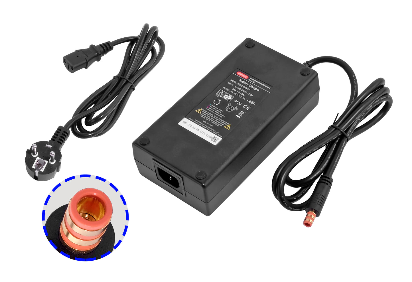 Original 49.2V/2A Bafang charger suitable for Bafang e-bike battery, with orange Bafang barrel connector - PowerSmart