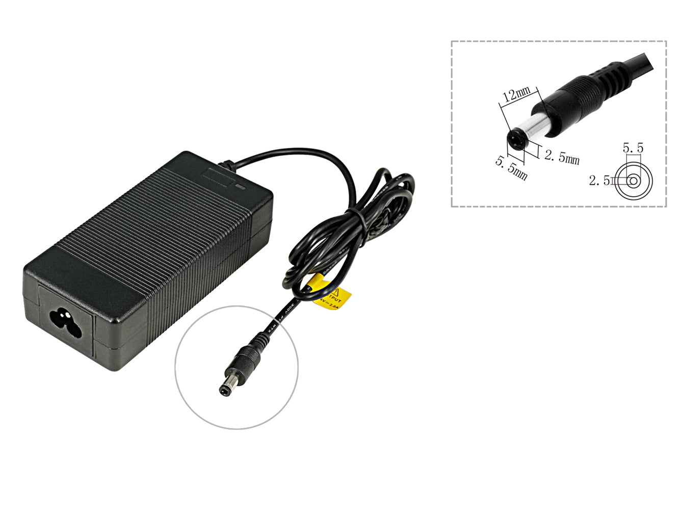 High-quality e-bike charger 24V 2.0A for batteries from Phylion (2 Pin) (DC 5.5×2.5mm) - PowerSmart