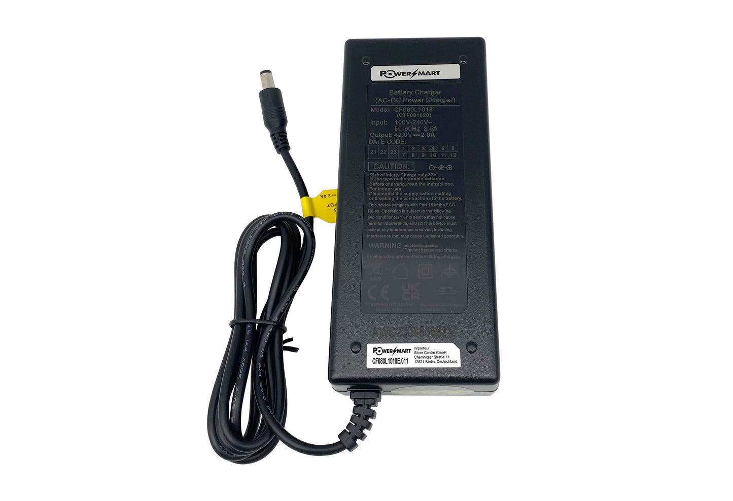 High-quality e-bike charger 36V 2.0A for batteries from Phylion (2 Pin) (DC 5.5×2.5mm) - PowerSmart