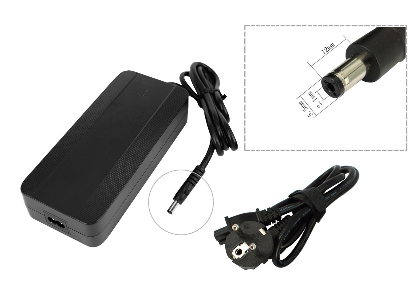 High-quality e-bike charger 36V 4A for batteries from Telefunken, Phylion, Trio, TNLi and much more (DC 5.5x2.1mm) - PowerSmart