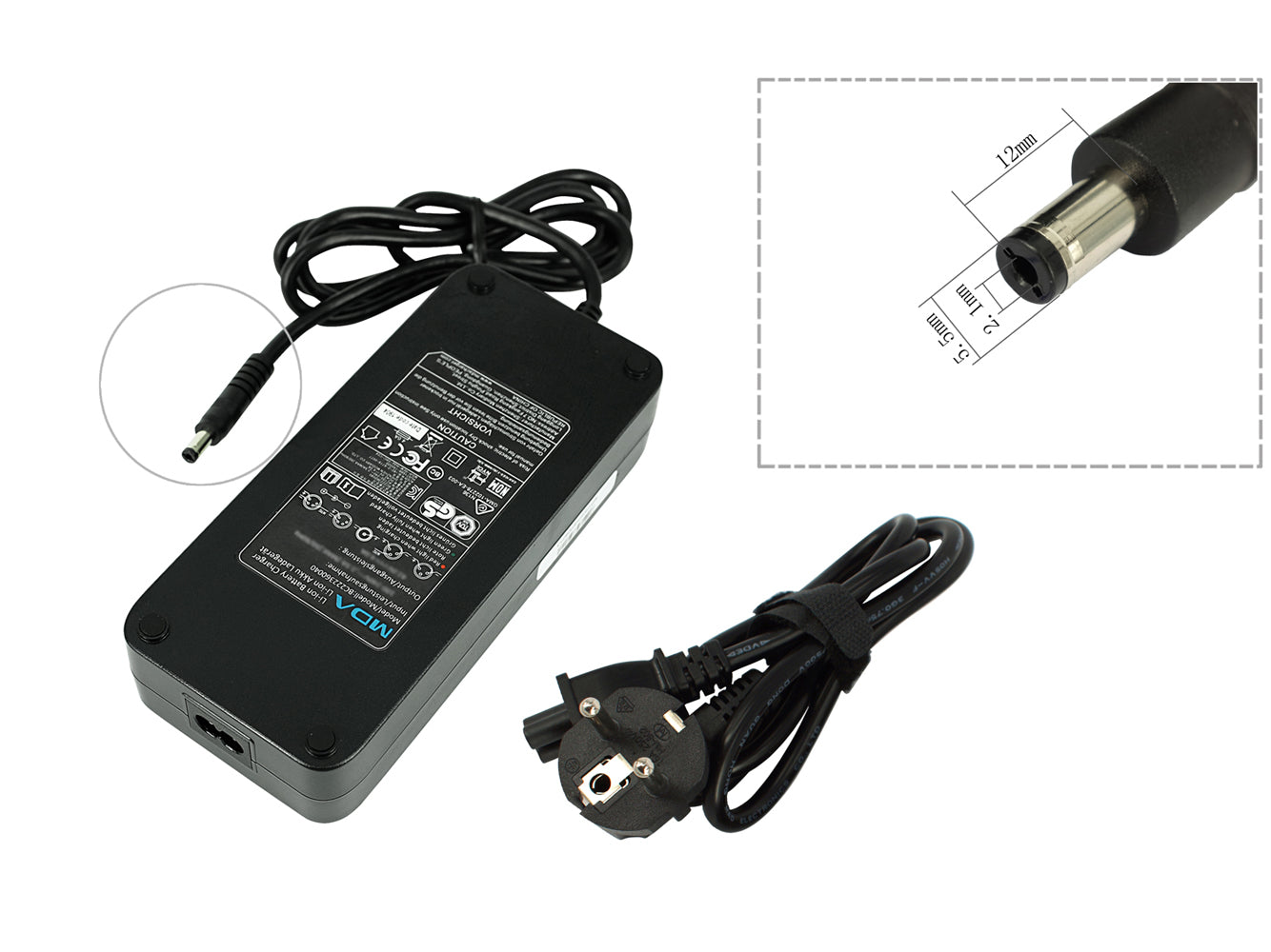 48V 3A charger for batteries from Telefunken, Phylion, NCM and much more (DC 5.5x2.1mm) - PowerSmart