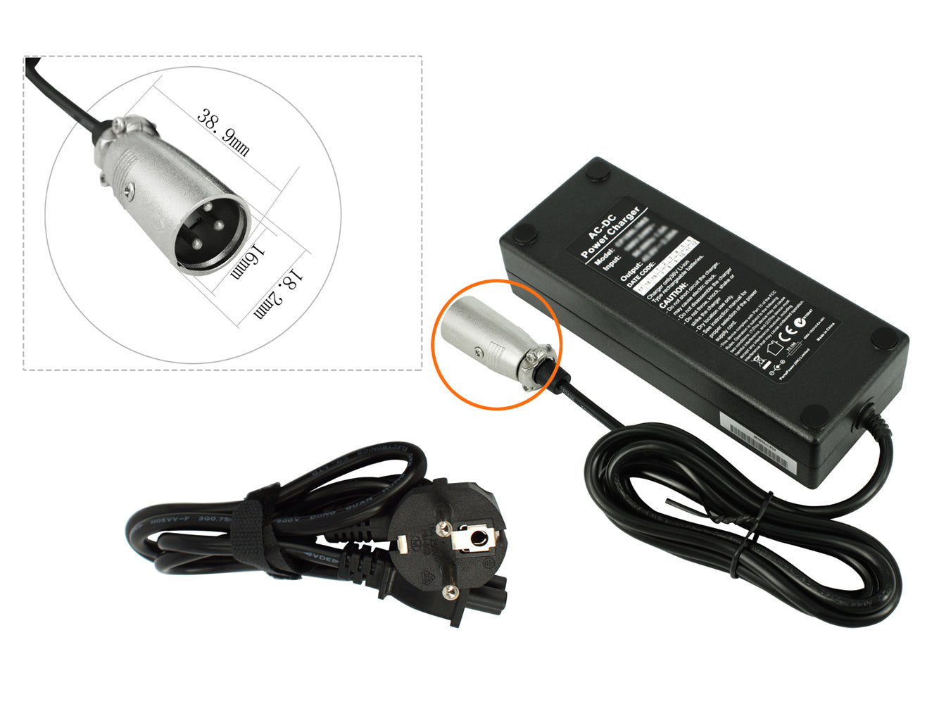 48V 2A XLR 3-pin Charger for  ebike batteries - PowerSmart