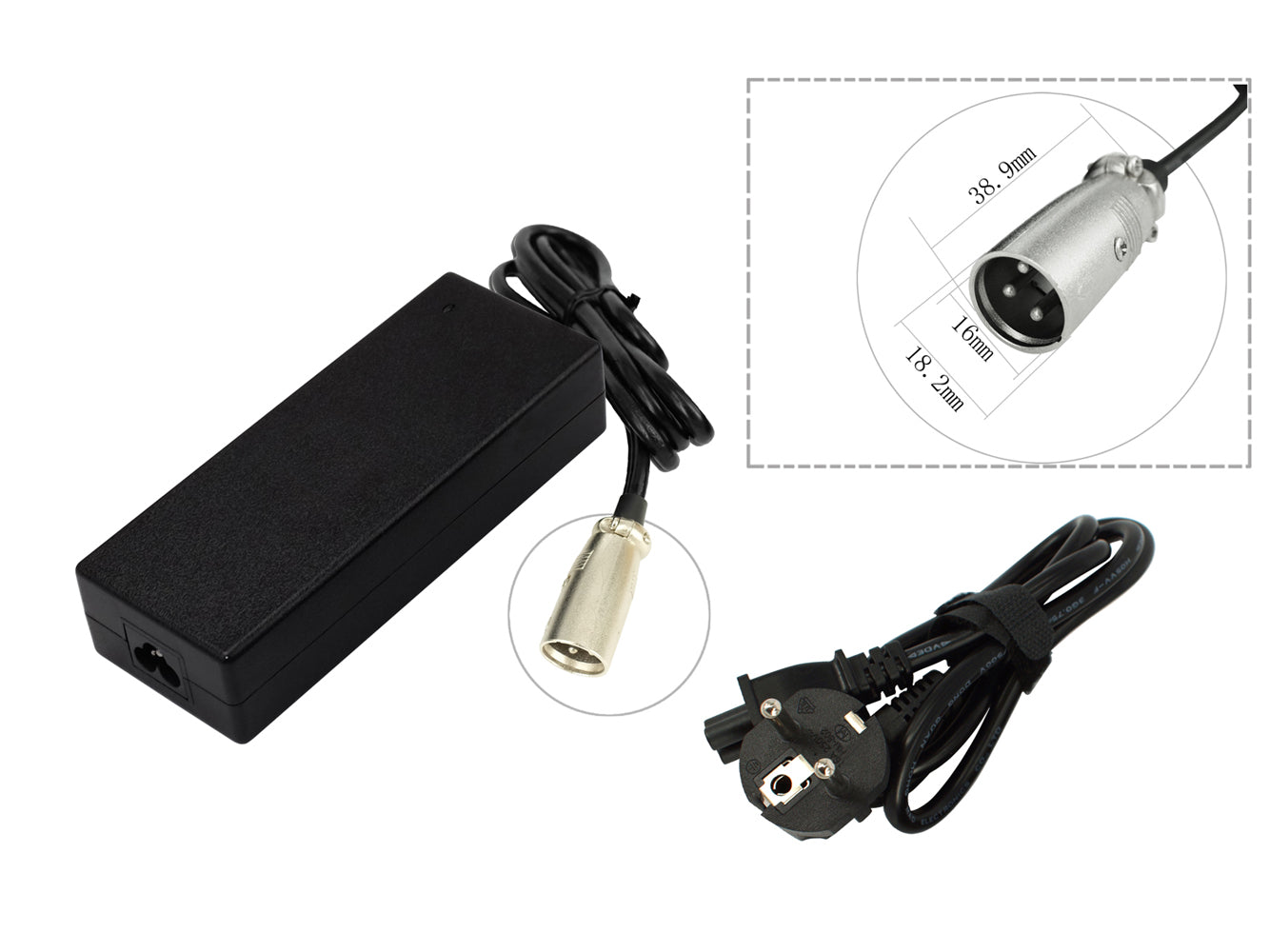 48V 2A XLR 3-pin Charger for  ebike batteries - PowerSmart