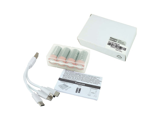 USB CR123 Lithium-Ionen-Akku, 4er-Pack, 3,6 V, 850 mAh, mit Typ-C-Anschluss