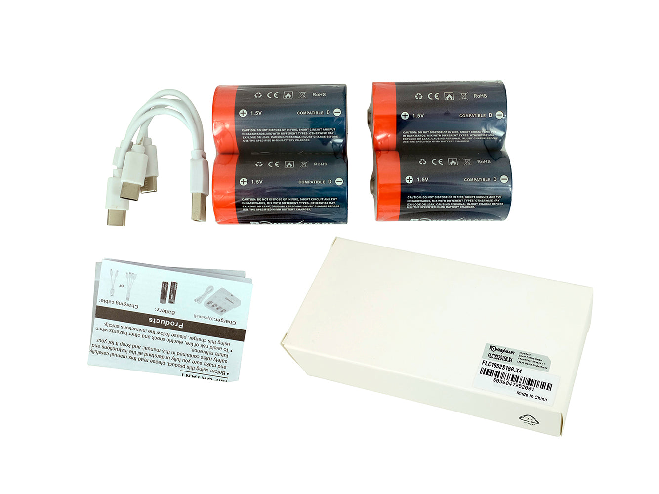 USB-D-Li-Ionen-Akku, 4er-Pack 1,5 V 5800 mWh mit Typ-C-Anschluss