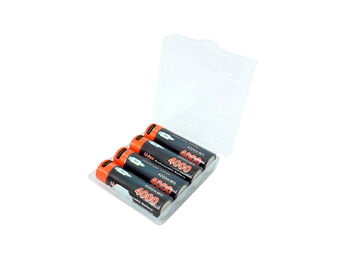 USB AA Li-ion Rechargeable Battery, 4-Pack 1.5V 4000mWh with Type C Port