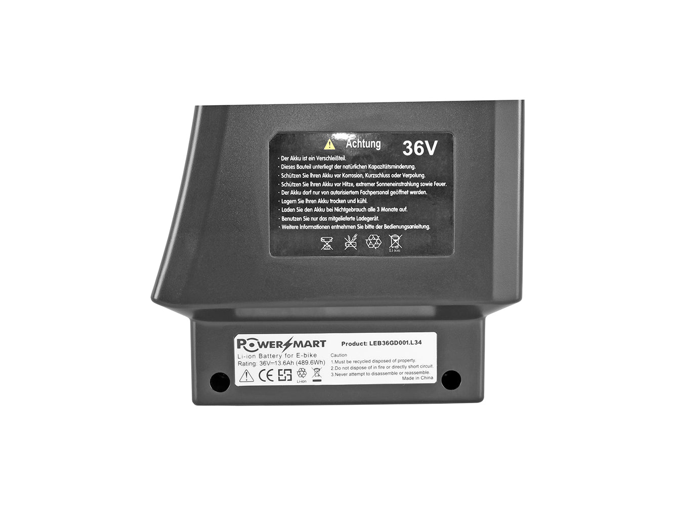 PowerSmart luggage rack battery YJ145 - 36V 14.5Ah (504Wh) - for e-bikes from Telefunken, F.lli Schiano and much more - PowerSmart